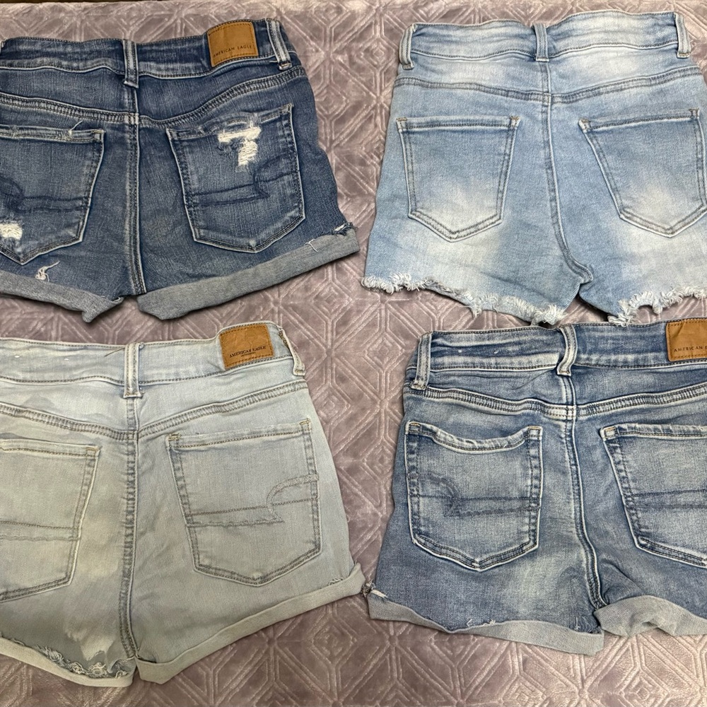 American Eagle Distressed Blue Denim Shorts Set 1 pair is wax - Picture 2 of 4